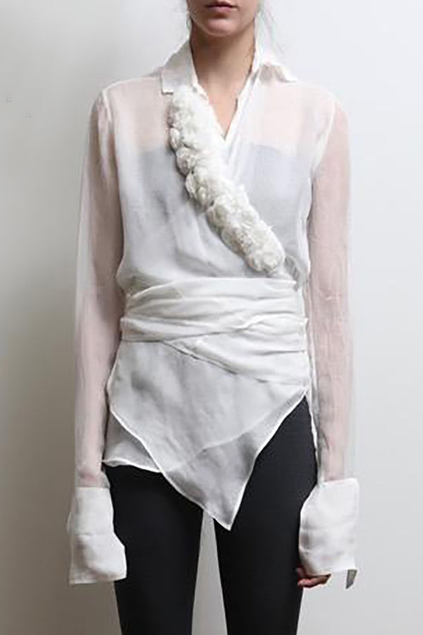 marc le bihan silk floral shirt 26402-E21 OFF WHITE off-white